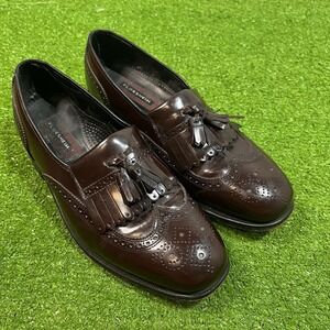 Retro FLORSHEIM Burgundy Tassle  Loafers 8.5 D  Kiltie Wingtip Slip On Preppy